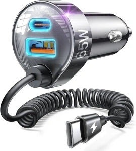 LISEN 65W iPhone 16 Car Charger USB C Fast Charging,iPhone 16 Pro Max Car Charger Adapter,PD&QC3.0 Super Fast Type C Car Charger for iPhone 15/15 Plus/15 Pro Max,iPad Pro,Samsung S24/23/22,Android