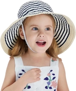 Connectyle Kids Floppy Beach Sun Hat with Bowknot Girls Foldable Wide Brim Hat