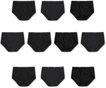 Hanes Women's Cotton Brief Value Pack, 10-Pack, Assorted Brief Underwear (Colors May Vary)