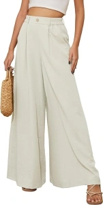 SEVEGO Linen Palazzo Pants Women 29''/31''/33'' Wide Leg Loose Trousers High Waisted Flowy Lounge Casual Beach Pants