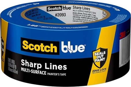 ScotchBlue Sharp Lines Multi-Surface Painter's Tape, 1.88 Inches x 60 Yards, Blue, Paint Tape Protects Surfaces and Removes Easily, Edge-Lock Painting Tape for Indoor and Outdoor Use (2093EL-48E)