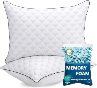 AS AWESLING Soft Pillows for Sleeping - Shredded Memory Foam Bed Pillows Set of 2 for Side Back Stomach Sleepers (Standard(20 * 26 inches))