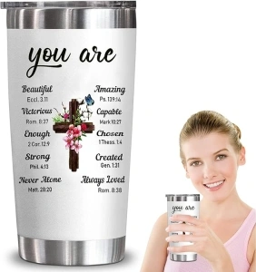 JUNQIU Christian Gifts for Women, Inspirational Religious Gifts, Bible Verse Encouragement Spiritual Gifts, Thank You Gifts- Gifts for Women, Mom, Friend, Sister-20 Oz Stainless Steel Tumbler