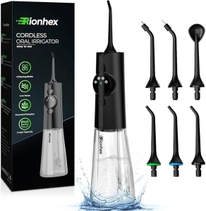 Water Dental Flosser Teeth Pick: 4 Modes Cordless Oral Irrigator 300ML Tank USB-C Rechargeable Water Teeth Cleaner IPX7 Waterproof Flossing Cleaning Picks for Home Travel