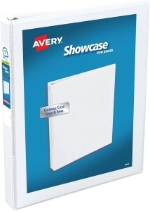 Avery Economy Showcase View 3 Ring Binder, 1 Inch Slant Rings, 1 White Binder (19601)