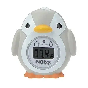 Nuby Bath and Room Digital Thermometer - Baby Thermometer for Safe and Cozy Bath and Room Temperatures - Penguin