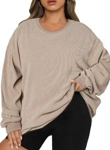 Eytino Women Plus Size Sweatshirts Long Sleeve Crew Neck Casual Oversized Soft Pullover Tops Shirts(1X-5X)