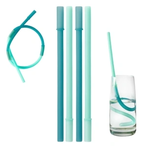 4pc SiliStraw Reusable Connectable Silicone Straws