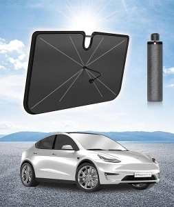 [2024 Newest] Windshield Sun Shade Umbrella for Car [Dual-Layer Newest Vinyl Coating] Protect Car Interior from Sun Rays & Heat, Keep Cooler, Car Windshield Sun Shade Cover(S 49