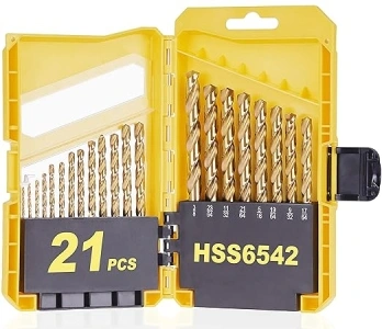 Professional Drill Bit Set, Longmate 21-Piece HSS6542 Twist Drill Bit Set Including Size 1/16
