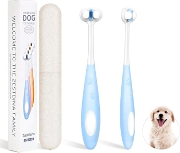 Ultra Soft Nano Bristles Dog Toothbrush,Pet Dental Care Kit,3 Sided Design for Easy Teeth Cleaning,Suitable for All Dogs,for Your Pet's Sensitive Teeth and Gums