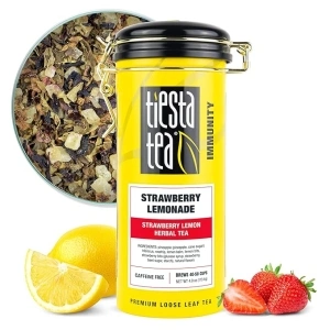 Tiesta Tea - Strawberry Lemonade | Strawberry Lemon Herbal Tea | Premium Loose Leaf Tea | Non-Caffeinated Fruit Tea | Make Hot or Iced Tea & Brews Up to 50 Cups - 4 Ounce Refillable Tin