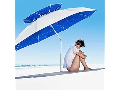 Hunter's Tail Multi-Functional Outdoor Sunshade Umbrella Suitable for Fishing, Beach, Pool, Terrace, Park, Blue Water Drop, 2.2m