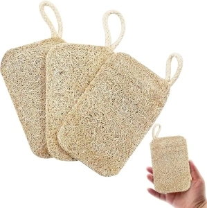 Natural Loofah Sponge Exfoliating Body Scrubber (3 Pack),Loofah Dish Sponge, Natural compostable loofah Plant, Shower Scrub, Remove Dead Skin loofah, Durable, Beige