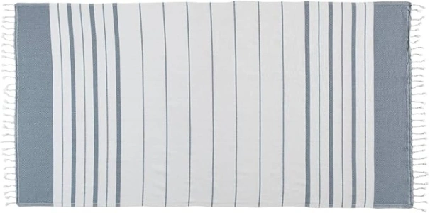 Kafthan Bianca ⅠⅠ Turkish Beach Towel Sand Free, Oversized - Summer Quick Dry Towel Peshtemal for Adults - Cotton, Large Bath Towel & Lightweight Turkish Beach Blanket for Travel (Denim, 35