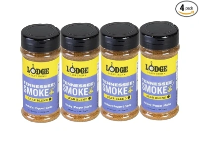 Lodge Sear Blend - Made for Cast Iron Cooking - Use Over the Grill, On the Stove, or Even in the Oven, Non-GMO - 6.4oz (4 Pack) - Tennessee Smoke