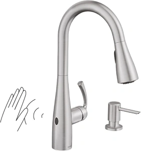 Moen Essie Spot Resist Stainless Touchless One-Handle Kitchen Faucet, Motion Activated Pull Down Kitchen Sink Faucet with Soap Dispenser, 87014EWSRS