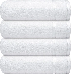 Infinitee Xclusives White Wash Cloths 4 Pack 12x12 Inches 100% Turkish White Cotton Washcloths - Highly Absorbent and Quick Dry Bathroom Washcloths