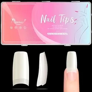 Ranrose Natural French False Nails - 500PCS Medium Half Cover Nail Tips for Acrylic Nails Professional Nail Extensions,10 Sizes Soft Gel Press on Nails for French Manicure Nail Salons & Home DIY