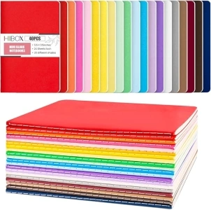 HIBOX 40PCS Mini Notebooks Bulk, Small Blank Notebooks Notepads 3.5 x 5.5 Inch Journals 20 Colors for Students Traveler School Supplies Office