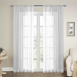 LOYOLADY White Sheer Curtains 96 inches Long 2 Panels Set Bedroom Sheer Curtains Sheer Curtain for Living Room 52