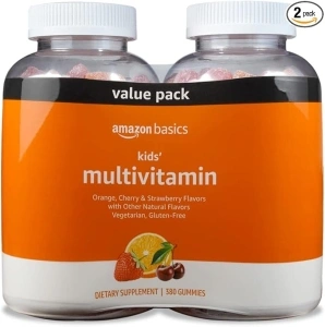 Amazon Basics Kids' Multivitamin Gummies, Cherry, Strawberry & Orange, 380 Count (2 Packs of 190) (2 per Serving) (Previously Solimo)