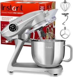 Instant Pot Stand Mixer Pro,600W 10-Speed Electric Mixer with Digital Interface,7.4-Qt Stainless Steel Bowl,From the Makers of Instant Pot,Dishwasher Safe Whisk,Dough Hook and Mixing Paddle,Silver