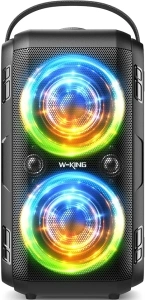 W-KING Bluetooth Speaker, (180W PEAK)80W Party Portable Speaker Bluetooth Wireless Boom box/4 Drivers(2*4.04'' Woofer)/Deep Bass, IPX5 Big Loud Large Speaker, Huge 105dB Sound/24H/LED/EQ/U-Disk/TF/AUX