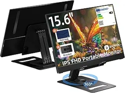 Portable Monitor - Ultra-Slim 15.6 Inch Full HD IPS Laptop Screen Extender with Adjustable Stand for Laptop, USB-C Compatible, Ideal for Travel and Office