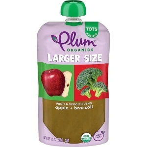 Plum Organics Tots & Beyond Organic Toddler Food - Apple and Broccoli - 7.5 oz Pouch - Organic Fruit and Vegetable Toddler Food Pouch