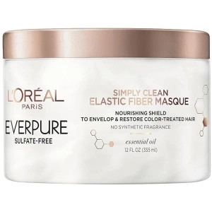 L'Oreal Paris EverPure Sulfate Free Simply Clean Elastic Fiber Masque, Hydrating 5 Minute Deep Conditioning Hair Mask for Dry Damaged Hair, 12 Fl Oz