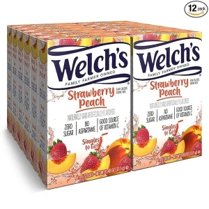 Welch's Singles To Go Water Drink Mix - Powder Sticks, Strawberry Peach, 0.48 Ounce (Pack of 12)