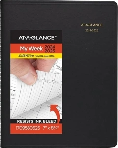 AT-A-GLANCE Planner 2024-2025 Academic, Weekly, Quarter-Hourly Appointment Book, 7