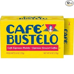 Café Bustelo Espresso Dark Roast Ground Coffee Brick, 6 Ounces (Pack of 12)