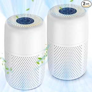 2 Pack Vhoiu Air Purifiers for Home Bedroom up to 600ft², Quiet Air Purifier With Night Light, Whole House Has Fresh Air, H13 True HEPA Air Purifier For Office, Dorm, Apartment, Kitchen (KJ50 White)