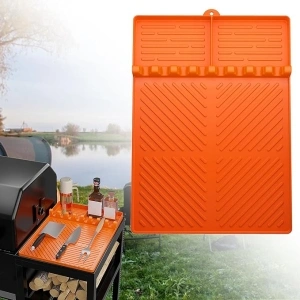 Silicone Spatula Tool Mat For Blackstone Grill, Outdoor Griddle Caddy BBQ Cooking Accessories Kit with Drip Pad for Kitchen 16x11.5