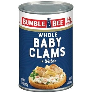 Bumble Bee Whole Baby Canned Clams, 10 oz Can - Ready to Eat - 13g Protein per Serving - Gluten Free