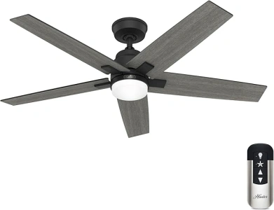 Hunter Fan 52 Inch Matte Black Indoor Ceiling fan with LED Light and Remote Control for Bedroom, Living Room, Office, Basement, Kitchen, Dining Room (Renewed), CCC5C27C58