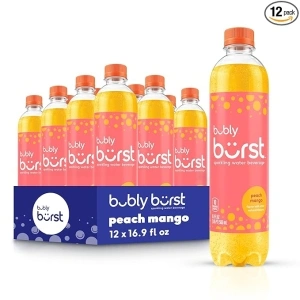 bubly burst, Peach Mango, 16.9 FL Oz Bottles (Pack of 12)