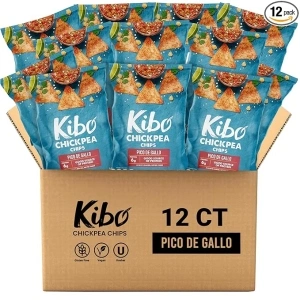 Kibo Chickpea Chips - Gluten Free and Plant-Based, Non-GMO, Kosher + Vegan. Pico de Gallo, 1 oz. 12 pack