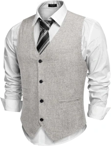 COOFANDY Men's Casual Business Vests Lightweight Waistcoat Slim Fit Suit Vest