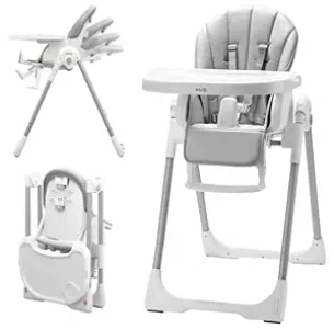 KÜB 3-in-1 Foldable Baby High Chair with Removable Seat & Tray, Adjustable Height & Recline, Locking Wheels