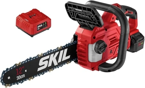 SKIL PWR CORE 20 Brushless 20V 12'' Handheld Lightweight Chainsaw Kit with Tool-free Chain Tension & Auto Lubrication, Includes 4.0Ah Battery and Charger-CS4562B-10