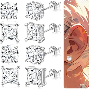 Stud Earrings for Women with Silver Earring Pin Hypoallergenic Earrings Studs for Men