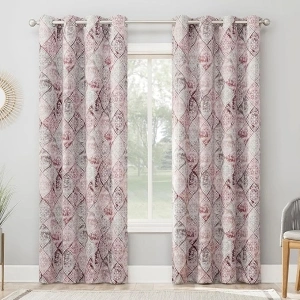 Sun Zero Reardon Global Medallion Print Energy Saving Grommet Curtain Panel, 54