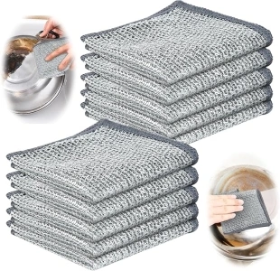 2024 New Double Layer Non-Scratch Wire Dishcloth,10 pcs Multipurpose Wire Dishwashing Rags for Wet and Dry,Scrubs & Cleans for Dishes, Sinks, Counters, Stove Tops,Don't Smell Non-Scratch