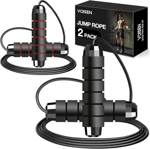 VOISEN Jump Rope,Adjustable Skipping Rope with Soft Foam Handles, Tangle-Free Rapid Speed Jumping Rope with Ball Bearings for Women, Men, and Kids Aerobic Exercise