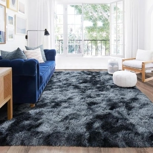 Rugs for Living Room, Area Rug 6x9 Fluffy Rug Carpet, Soft Shaggy Modern Floor Rug for Kids Boys Girls Bedroom, Plush Fuzzy Dorm Rug for Home Decor Aesthetic, Blue Grey