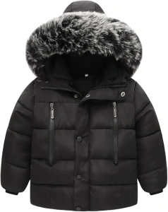 Toddler Coat Thicken Fur Collar Hoodie Down Toddler Jacket Warm Toddler Winter Puffer Jacket