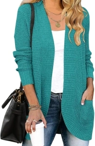 ZESICA Women's 2024 Fall Winter Long Sleeve Open Front Casual Lightweight Soft Knit Cardigan Sweater Outerwear